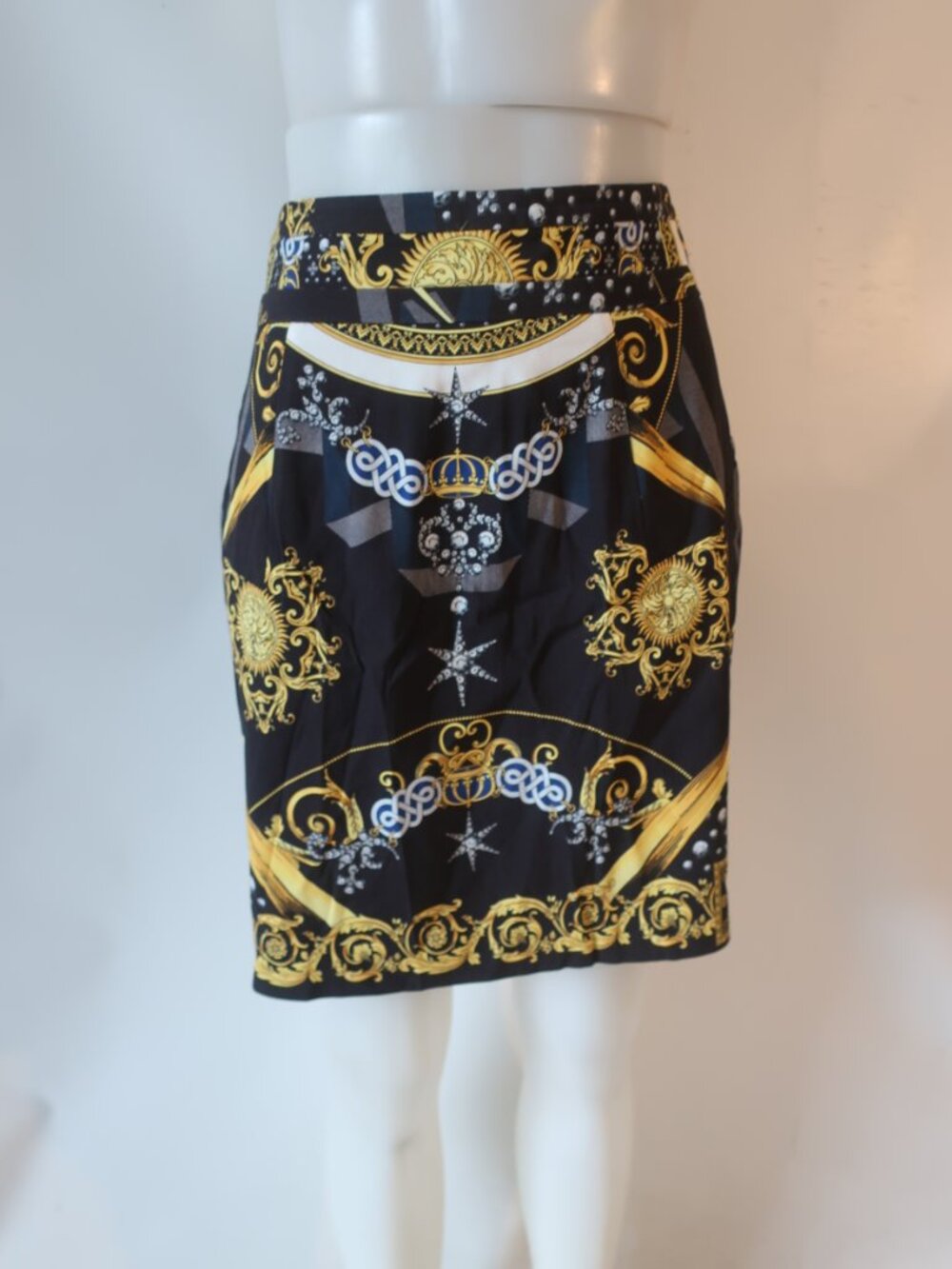 Womens Versace Collection Black Gold (Item-712) Baroque Pencil Skirt 44 US/M